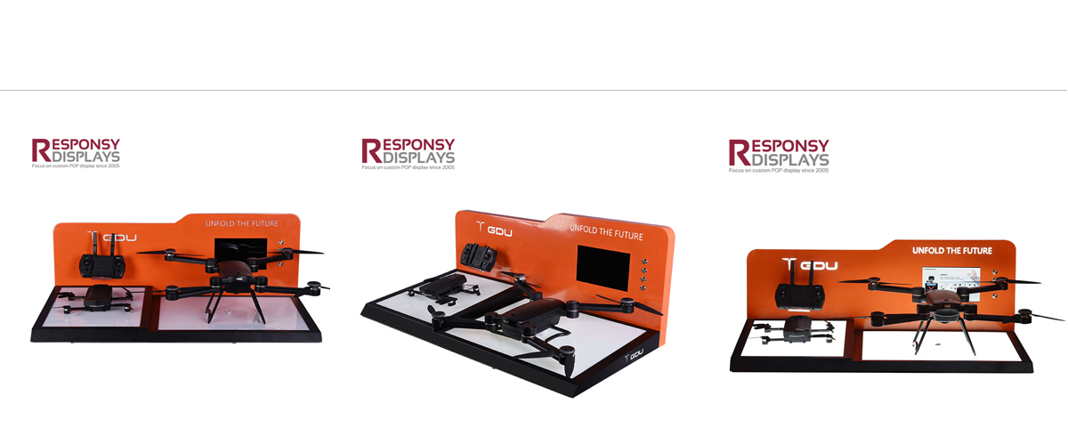 互動(dòng)設(shè)計(jì)定制柜臺(tái)金屬和亞克力無(wú)人機(jī)無(wú)人機(jī)飛機(jī)展示架